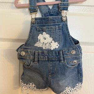 Wonder Nation Blue Denim Overalls with White Lace